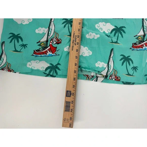 Zelda Nintendo Wind Waker Hawaiian Shirt Mens XL Teal Link King of Red Lions - Picture 7 of 9
